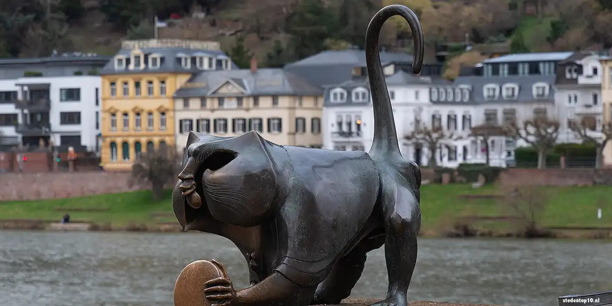 De Alte Brücke in Heidelberg heet officieel Karl-Theodor-Brücke. De Brückenaffe is een fotogenieke foto stop.